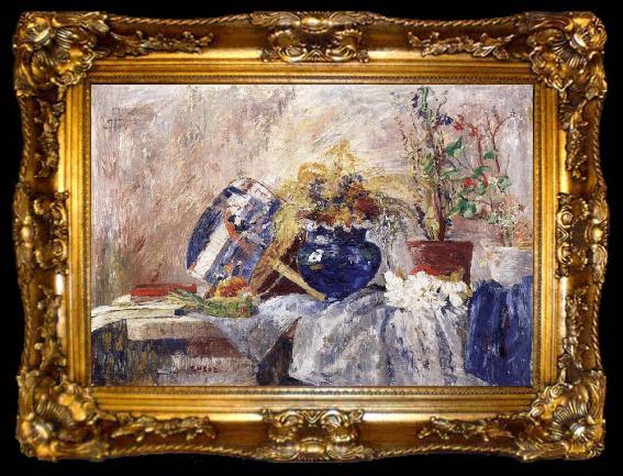framed  James Ensor Still life with Blue Vase and Fan, ta009-2